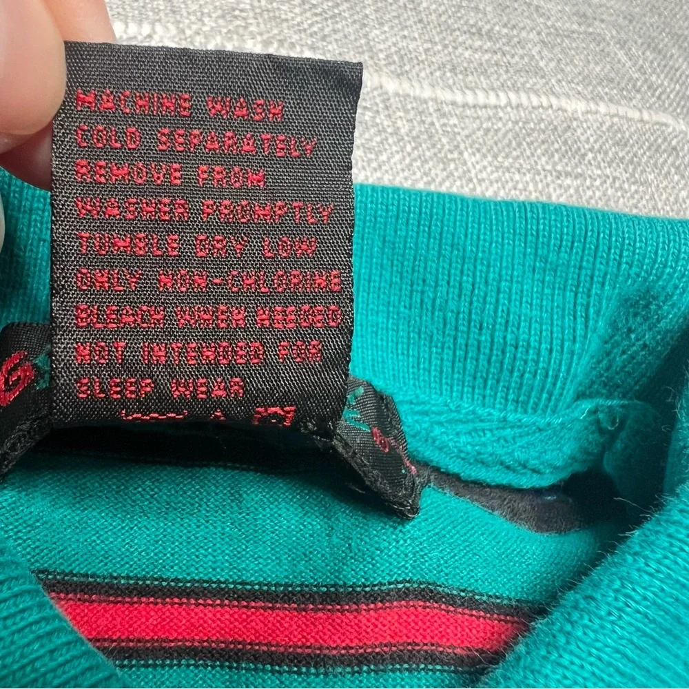 Gymboree Rainbow Tag Vintage 90s‎ Rugby Polo Stripes Teal Long Sleeve Boys